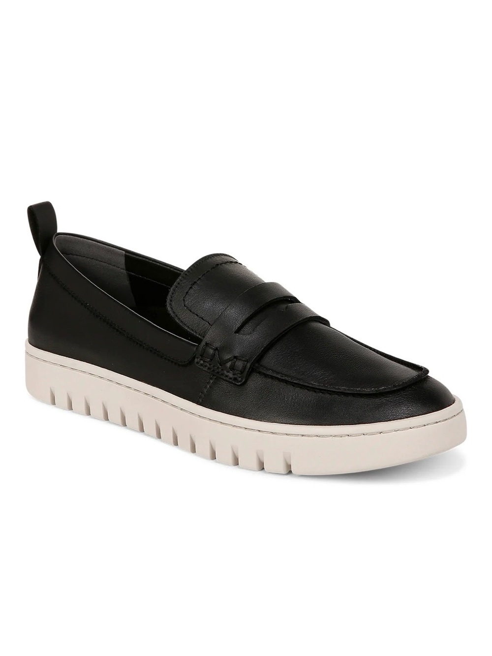 Vionic black Leather Penny Loafer with White Rubber Sole